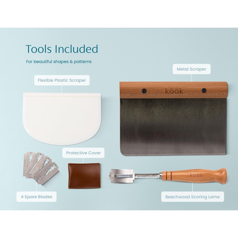 Kook Banneton Bread Proofing Set, Artisan Sourdough Bread Making Kit,