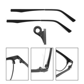 Fendawn Strive Metal Temple Replacement, Glasses Temple Replacement Arms Legs 6 mm Wide Frame Repair Kit Universal (1 Pair, Black), black