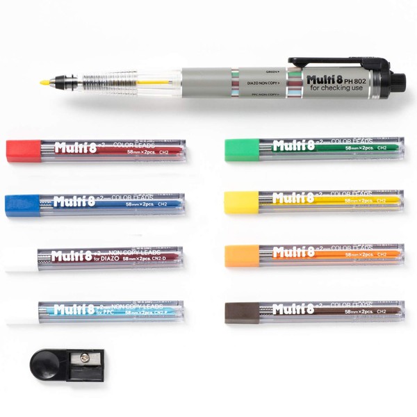 Pentel Pencil Lead Holder and Lead Set, Multi 8 Set (PH802ST)