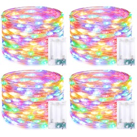 JMEXSUSS 4 Pack 50 LED Multicolor Fairy Lights Battery Operated, Each16 ft Multicolor Christmas Lights Waterproof Twinkle Lights for Party Wedding Christmas Birthday Indoor Outdoor Decoration