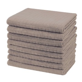 gryeer 8 Pack Tea Towels, 100% Microfibre, Soft, Super Absorbent and Lint Free Kitchen Towels, 45 x 65 cm, Khaki