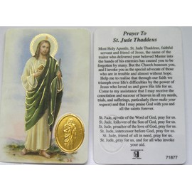 Prayer Card ST Jude Gold Foil Medal & Highlights