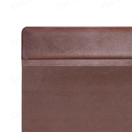 Dacasso 34" x 20" Chocolate Brown Leather Desk Pad with Top Rail - Executive Desk Surface Protector - Luxury Leather Blotter for Writing