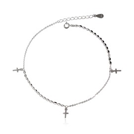 Tiny Cross Ankle Bracelet, S925 Sterling Silver, Holy Cross Charms Anklet, Dainty Feet Chain, Catholic Christian Leg Bracelet, Feet Jewelry
