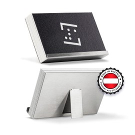 SCHILDER Systeme Set of 2 High-Quality Business Card Holders Made of Stainless Steel | Business Card Stand for Name Cards and Business Cards | Elegant Design | Made in Austria | 2 Organisers