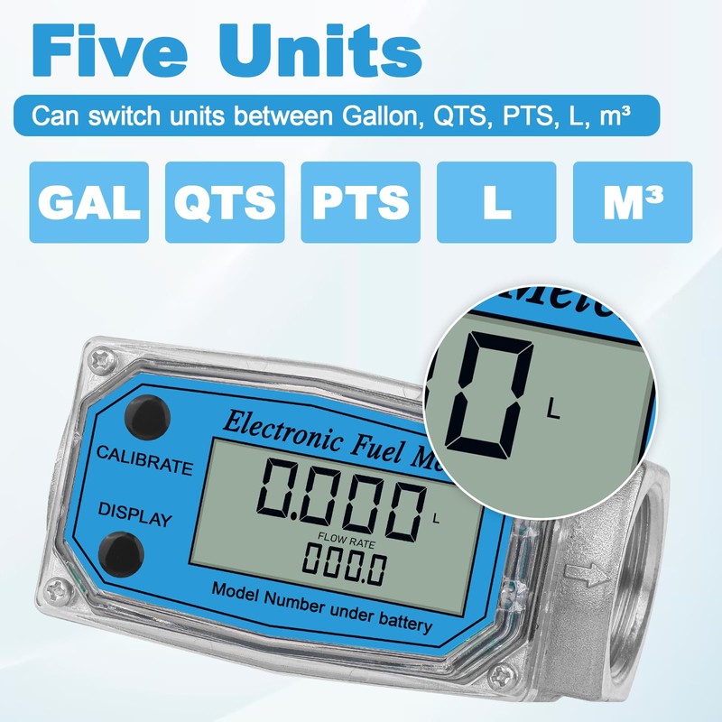 UwinVwin 3/4" Digital Water Meter and Fuel Meter Diesel Meter