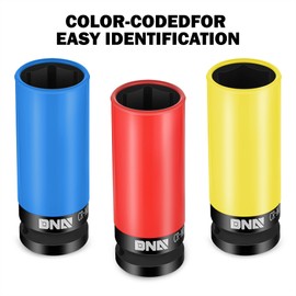 DNA MOTORING TOOLS-00139 3-Pieces 1/2-Inch Drive Wheel Protector Impact Deep Socket Set - 17mm 19mm 21mm,Cr-V