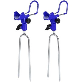 VANROUG 2 Pack Fishing Pole Holders for Bank Fishing, Fishing Rod Rack Stand Ground, Universal Plug-in Rod Holders Support Bracket Catfishing Equiment for Beach,360 Degree Adjustable (Blue)
