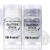 Baorder 2Pcs Rainbow and Silvery Body Glitter Stick,Hair Face Glitter