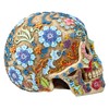Skull Figurine with Floral Pattern - 16 cm Height, Bone