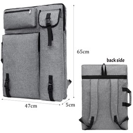 A2 Painting Drawing Board Storage Bag Waterproof Art Carry Tote Bag Multifunction Canvas A2 Art Portfolio Case Portable Large File Folder with Strap for Artwork Poster Sketching Photography