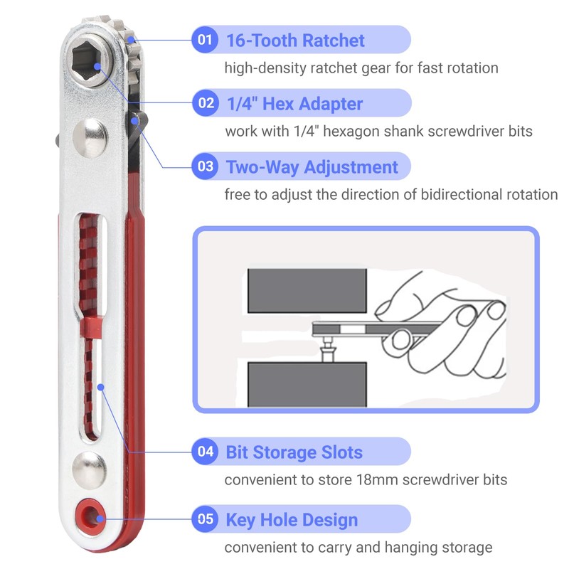 FyMosem 2Pcs Mini Ratchet Screwdriver Wrench Set Elbow Head &