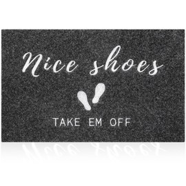 MWAZZLL Nice Shoes Take Off Doormat Non Slip Outdoor Indoor Welcome Mat Super Absorb Mud Easy to Clean Front Door Home Mats for Entrance,Patio,High Traffic Areas Grey