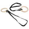 1 Pair Wooden Gymnastic Rings with Adjustable Buckle Straps 330lbs