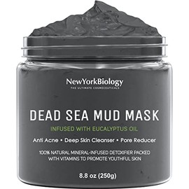 NEW YORK BIOLOGY THE ULTIMATE COSMECEUTICALS New York Biology Dead Sea Mud Mask for Face and Body Infused with Eucalyptus - Spa Quality Pore Reducer for Acne, Blackheads and Oily Skin - Tightens Skin for A Healthier Complexion - 8.8 oz