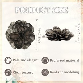 7.5in Extra Large Rose Brooch Exquisite Shiny Satin Camellia Brooch Oversized Flower Brooch Lapel Pin,Suitable For Women Dance Banquet Wedding Hair Clothing Accessories (Burnt Brown)