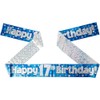9ft Banner Happy 17th Birthday Blue Holographic Foil Pennant Age