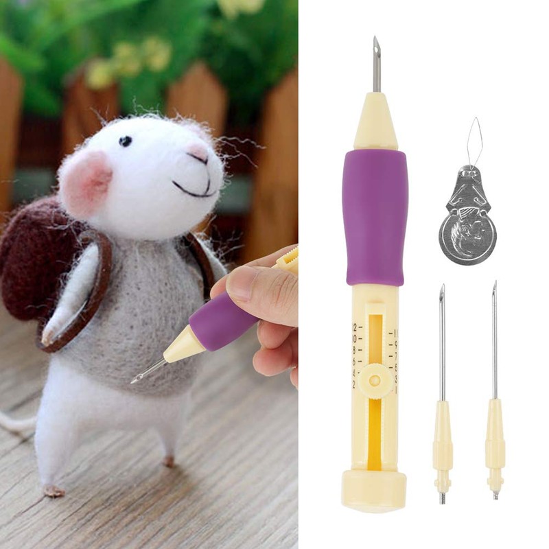 Embroidery Needle Punch Pen Sewing Threaders Tool Kit with 3