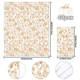 40 Pcs Fall Thanksgiving Guest Napkins Orange Pumpkin Chinoiserie Paper Napkins Autumn Line Drawing Disposable Bathroom Hand Towels for Party Dinner Table Supplies