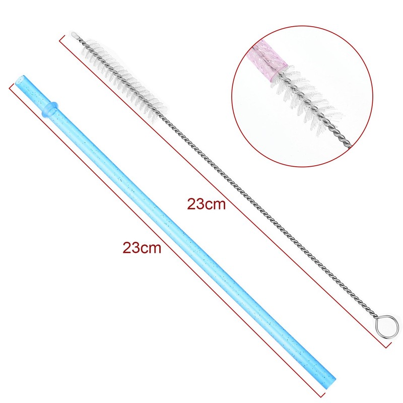 Hestya 25 Pcs Glitter Reusable Plastic Straws 9 Inches Long