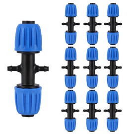 FULAIERGD 1/2 to 1/4 Inch 4 Way Barbed Fitting Irrigation Pipe Variable Diameter Connectors for 1/2 Inch (OD 0.620 in.ID is 0.520 in) (10 Pcs Blue)