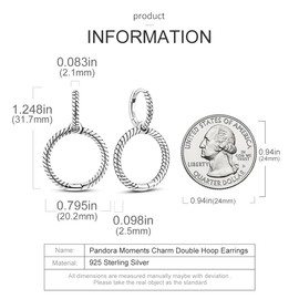 NARMO 925 Sterling Silver Dangle Drop Earrings for Women Double Hoop Earrings