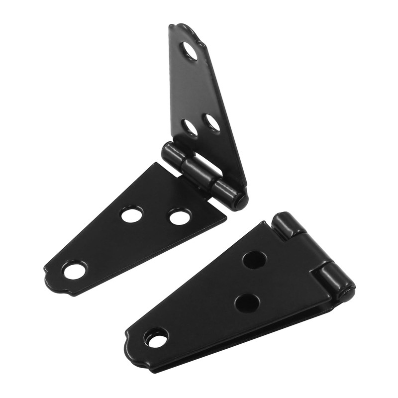 Piutouyar 6 Pcs Heavy Duty Black Iron Strap Hinges, 2