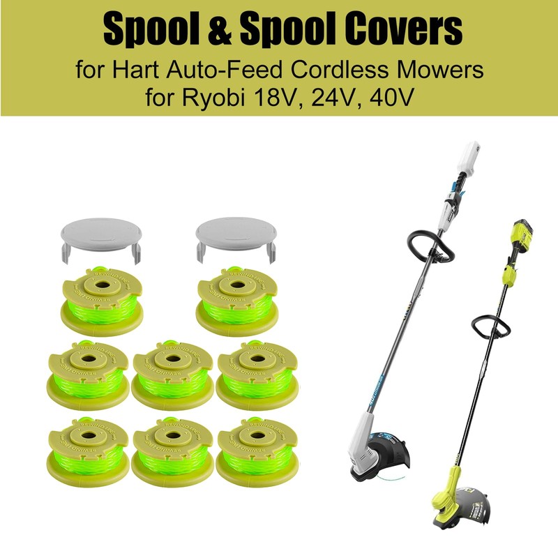 8 Spools 2 Trimmer Caps for Hart Auto-Feed String Trimmer,