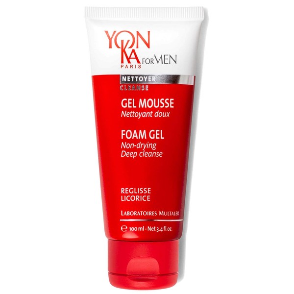 Yon-Ka Mens Foam Gel Cleanser (100ml) Moisturizing Face Wash for Deep Clean, Remove Oil and Buildup with Liquorice for Daily Cleansing