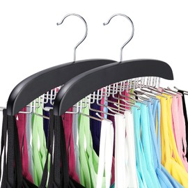 Tank Top Hanger with Premium Wood, 24 Large Capacity, Space Saving,360 Degree Rotating, Foldable Metal Hooks, Tank Tops