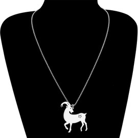 DALANE Stainless Steel Cute Goat Necklace 18K Gold Plated Pendant Farm Animals Jewelry for Women Charms Gifts (Silver Plated)