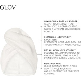 GLOV Toalla de Microfibra de Secado rápido para Cabello Turbante Ideal para Cabello Rizado Toalla de plopping Toalla súper Absorbente Ligera tamaño Universal Protege contra el encrespamiento