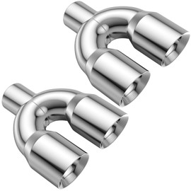 2.5" Dual Exhaust Tip,2.5 Inch Inlet 3inch outlet 9.5" Long Tail Pipe, Double Wall Polished Stainless Steel Exhaust Tip, Car Tailpipe 2pack