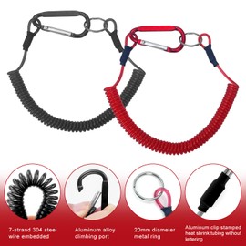Lechengjia 6 Pcs Safety Retractable Fishing, Spiral Retractable Coil, lanyard kayak fishing accessories, Fishing Lanyard, Coiled Lanyard Heavy Duty for Fishing, Climbing, Boating, Pliers Tool