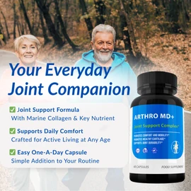 ARTHRO MD Plus Joint Support Complex – Marine Collagen, Vitamin C & B3 – Advanced Joint & Cartilage Support Supplement – 60 Capsules – Made in UK – 1 Month Supply