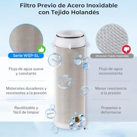 iSpring WSP-50 Reutilizable Filtro de Agua de Sedimentos para Toda la Casa, 50 Micrones, Filtración Prefiltro Lavable, 1" MNPT + 3/4" FNPT, Latón sin Plomo