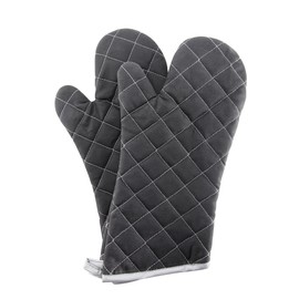 Oven Mitts Flame Retardant Mitts Heat Resistant to 425 °F 15 Inch Kitchen Mitt Black Color 2-Pack