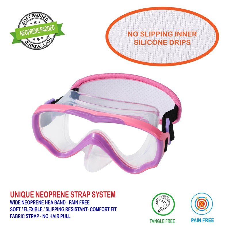Swim Goggles Kids 6-14, Snorkeling Mask Fabric Strap,Youth Goggles Nose