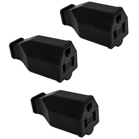 Extension Cord Ends 125V 15A 2Pole 3Wire Female Straight Blade Plug Replacement Electrical Connector End 3 Pack (Female)