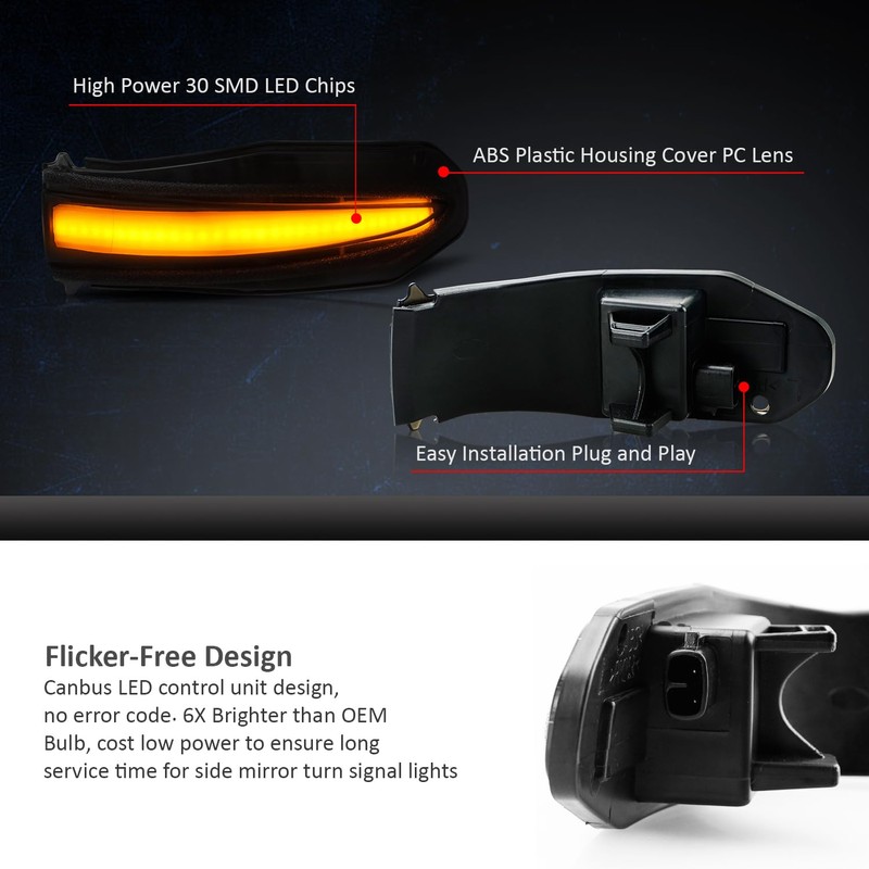 D-Lumina Sequential LED Side Mirror Turn Signal Lights Smoked Lens