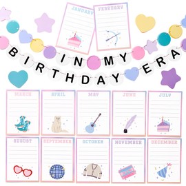 xo, Fetti Birthday Era Classroom Calendar, 18 Pieces | Student Bulletin Board Chart, School HBD Sign, Friendship Bracelet Banner, Bday Month Poster