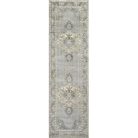 Rizzy Home Alora Decor Euphoria 2'6" x 8' Distress Gray/Gray/Rust/Blue Hybrid Area Rug