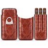 CIGARLOONG Leather 3 Travel Tubes Portable Cigar Case with Stainless
