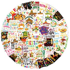 125 pcs Mexican Fiesta Stickers Mexican Culture Vinyl Waterproof Stickers Mexican Decoration Pattern for Water Bottles,Laptop,Bumper,Skateboard,Computer,Phone, Mexican Decals for Adult