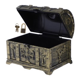 Ipetboom Pirate Treasure Chest Vintage Style Box with Lock Key for Treasure Hunts Parties and Classroom Activities for Imaginative Play and Festive Decorations