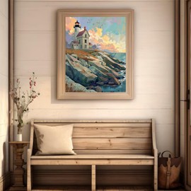 VNUIEHG Lighthouse Paint by Numbers Kit for Adults, Landscape Paint by Number on Canvas, Scenery Digital Oil Painting Kits Suitable for Home Wall Decoration Gift 16"x20"