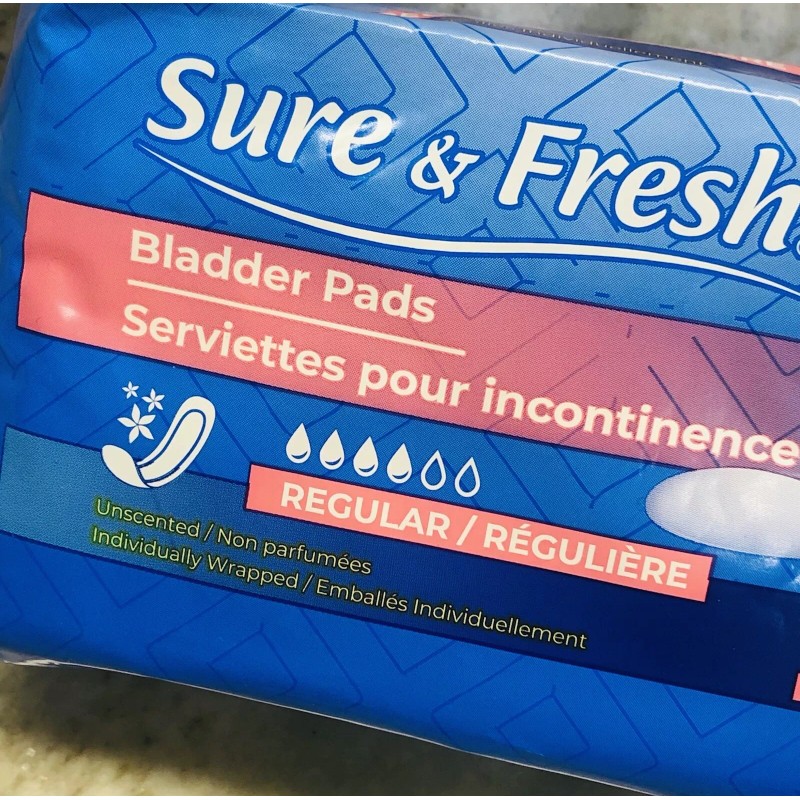 Sure & Fresh (10) Unsented Regular Bladder Pads. For Incontinence.