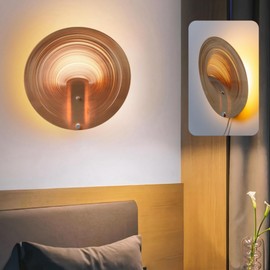 Birch Wood Wall Sconce, Modern Rustic LED Plug in Wall Sconce, 14W, 3000K, Wireless Hallway Wall Light Fixtures, Wall Mount Lamp Art Decor Ambient Lighting for Bedroom, Living Room