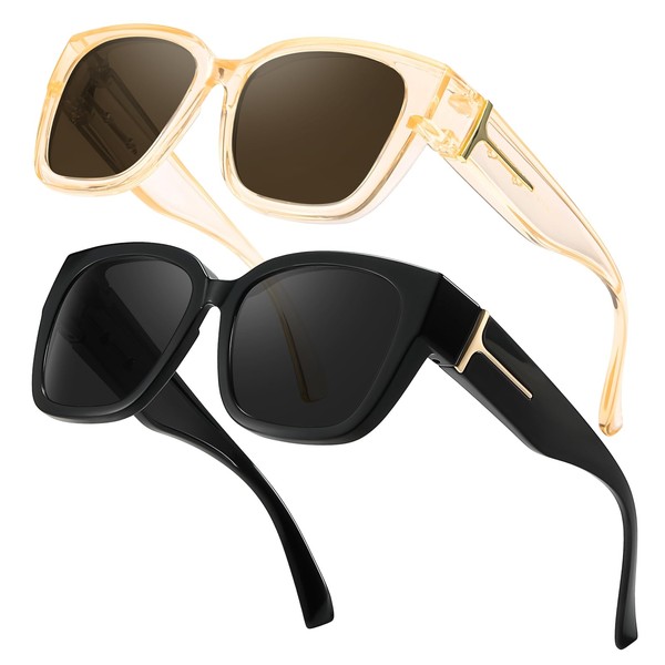 LVIOE 2 Pack Polarized Fit Over Sunglasses for Women Men