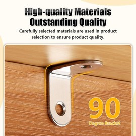 Henyall 16Pcs L Shaped Angle Brackets,90 Degree Stainless Steel Corner Brackets with 32 Screws ,Right Angle Bracket for Wood Furniture Fixation(20x20x16mm)